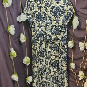 BloomChic Navy and Cream Maxi Dress
